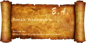 Benik Alexandra névjegykártya